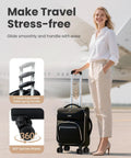 Front view of Sydioor 16-inch softside underseat carry-on luggage, black wheeled with telescoping handle