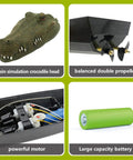 Flytec V002 RC Boat With Two Four G Remote Control Electric Racing Boat For Pools Realistic Crocodile Head Design, propeller, motor, battery
