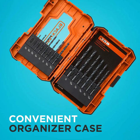 Go To Drill Bit Set For Home Projects 14 Piece 1/16 To 1/4 Inch Versatile Bits With Sturdy Clear Storage Case Open View