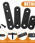 Detail view of 86 Pieces Black Flat Metal Bracket Set Mending Plates Stainless Steel Flat Brace Brackets with screws.