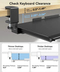 Diagram showing installation of Under Desk Keyboard Tray With C Clamp Mount, 26.5 Inch Wide Sliding Keyboard And Mouse Tray For Home Office.