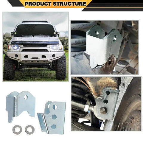 Toyota 4Runner Panhard Correction Kit PCK For 3rd Gen 1996 To 2002 Bolt On Frame Mount Alignment Drop Bracket With Two Hardened 3mm Spacers Easy Slide On Install For Better Steering And Precise Wheel Alignment, steel bracket and spacers