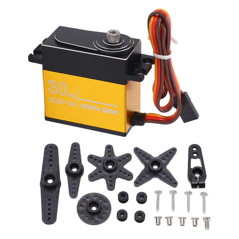 Knockout 30 Kg Digital RC Servo With Heavy Duty Metal Gears And Precision 25T Horn CNC Aluminum Case, accessories included.