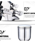 Heavy Duty 400ML Pneumatic Spray Gun With Separate Fluid And Fan Adjustments Professional Alloy Atomizer close-up of control knobs and fluid cup.