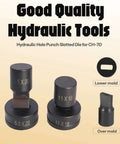 Oval Slotted Die For CH-70 Hydraulic Press Replacement Hole Punch Die For Heavy Duty Punching Machine displayed with size labels.