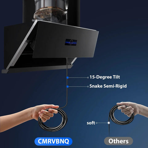 Dual Lens 1920P HD Endoscope Camera With 8 Plus 1 Adjustable LEDs 16.4 Feet SemiRigid Snake Cord IP67 Waterproof Borescope For iPhone Android And More Inspection Tool, 15-degree tilt