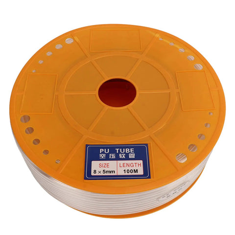 Heavy Duty Transparent Air Hose Built Like Iron For High Pressure Pneumatic Systems And Air Compressor Hookups In Garage Shops And Professional Workshops 12mm 100m Tubing on reel, 100m length.