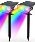 Solar Color Spotlight 2 Pack With 9 Lighting Modes And 38 LEDs RGBW Multicolor Waterproof Outdoor Lights for Trees and Pools