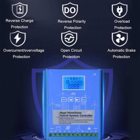 Hybrid Wind And Solar MPPT Charge Controller 5KW 10KW 12V 24V 48V For Off Grid Battery Charging in Home Boat Street Light Projects