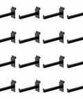 16 Pack Heavy Duty Tube Slatwall Shelf Brackets With Lip For Garage, Retail Or Home Storage in black metal, front view
