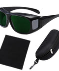 Pro Grade Ipl Laser Safety Glasses For At Home Hair Removal And Salon Work Broad Spectrum OD 5, includes case and cleaning cloth.