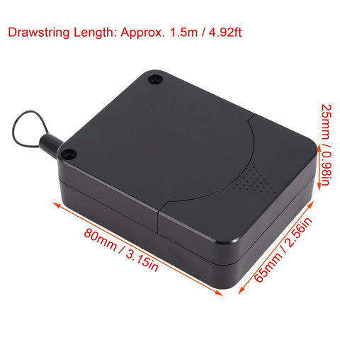 Retractable Door Closer No Drill 1200g Tension With Steel Drawstring casing dimensions labeled