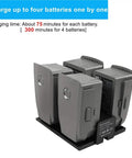 4 In 1 Foldable Battery Charging Hub For DJI Mavic 2 Pro Zoom Enterprise Drones With LCD Charge Indicator displaying charge time