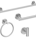 Brushed Nickel 4 Piece Bathroom Accessories Set Wall Mounted SUS304 Stainless Steel Towel Bar Toilet Paper Holder Towel Ring And Robe Hook