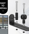 6 Pack Sliding Barn Door Floor Guide Heavy Duty Carbon Steel Adjustable Roller Bottom Guide For Double Barn Doors Easy Install Hardware Kit With Screws For Bathroom Kitchen Closet Bedroom, parts displayed