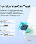 AirGuard TH Lite Zigbee Temperature Humidity Sensor With App Alerts For Real Time Remote Monitoring In Greenhouse And Wine Cellar Thermometer Hygrometer Works With Alexa And Google Home 4 Pack, sensor close-up
