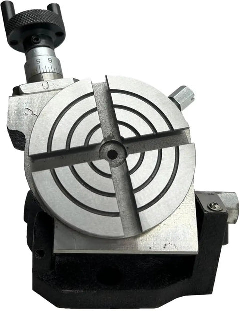 Tilting Rotary Table 3 Inch For Milling Machines With Dual Axis 0 To 90 Degrees And 4 Slot Base Ideal For Gear Cutting Drilling And Model Engineering