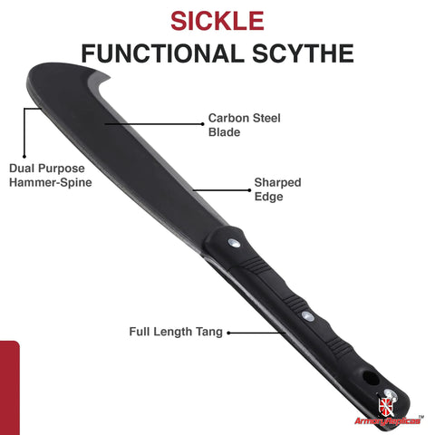 Pathfinder Scythe Style Machete Heavy Duty Carbon Steel Outdoor Tool With Durable Grip for camping, bushcraft, and survival.