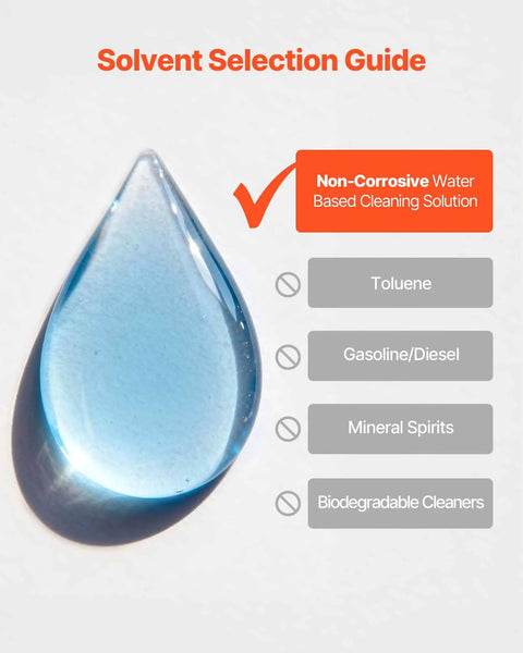 Non-corrosive water-based cleaning solution droplet for Portable 5 Gallon Steel Parts Washer With Electric Pump, 3.5 Gallon Auto Parts Cleaning Station.