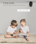 Children reading under 2K Baby Monitor With AI Motion Tracking Two Way Audio WiFi Indoor Camera for Busy Moms and Dads.