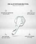 Zinc Alloy Multitool Keychain With Screwdriver Wrench And Bottle Opener For Everyday Carry attached to keyrings backpacks belts