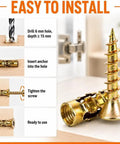 Step-by-step installation for Heavy Duty 6X14MM Expansion Screw Kit For Cabinet Hinge Repair And Stripped Thread Rescue.