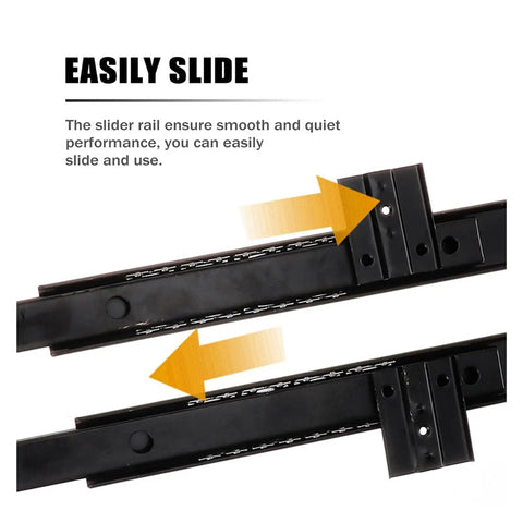 Heavy Duty Side Mounted Ball Bearing Drawer Slides With Full Extension Smooth As Butter Cold Rolled Steel Cabinet Rails showing sliding mechanism.
