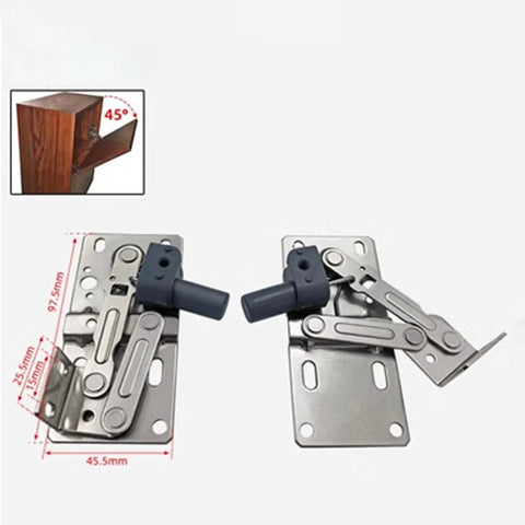 Soft Close Flip Out Tray Hinges For Sink Front Drawers, 1 Pair, Anti Rust Steel, showing 45-degree scissor hinge angle.