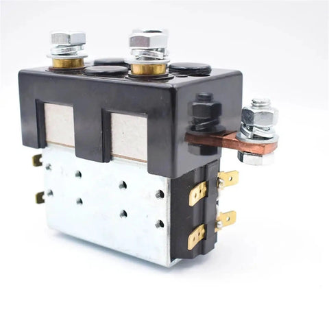 Heavy Duty DC Contactor Relay Provides Rock Solid Forward And Reverse Motor Switching For Electric Rides And Custom Rigs Made Tough Compatible With 12V 24V 36V 48V And 60V Systems - Close-up view showing terminals and mounting.