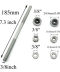 Rear Bicycle Hub Axle 185mm Long 3/8 Inch Diameter Silver Finish Fits Multi Speed Sets Durable Steel With Smooth Threads Burr Free Ends