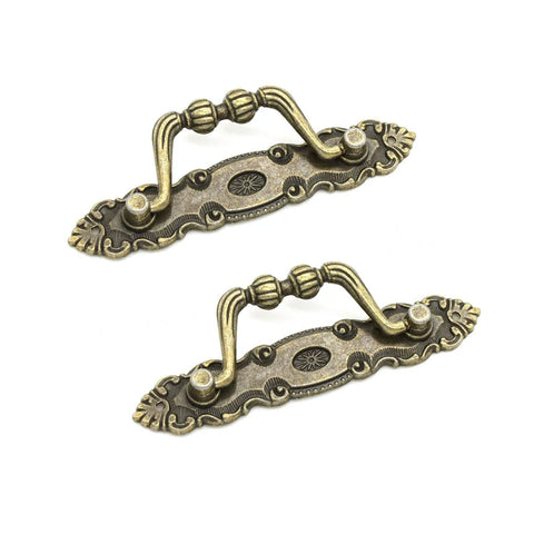 Bronze Drawer Pulls Set of Six 105mm Length Vintage Style Cabinet Handles for Dresser Box Furniture Metal Hardware with Screws