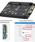 Super Slick Dual M.2 Msata Mini Sata Ssd To 2.5 Inch Sata Hdd Hybrid Enclosure Housing with SSD connection instructions