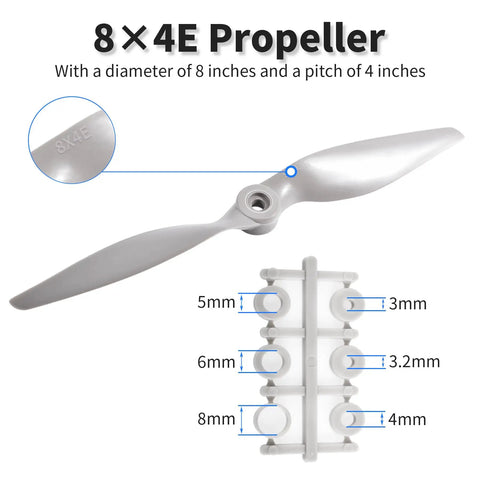 Two Pack 8040 8x4 Propellers CCW Gray Nylon Drone Props For RC Quadcopter Durable Lightweight Low Vibration Props For Stunt Planes