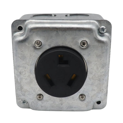 Heavy Duty Nema 10 30R Receptacle 30A Electrical Outlet Surface Mount Or Flush Install Galvanized Steel front view