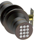 Keyless Electronic Keypad Entry Door Lock Smart Knob Kit With Automatic Locking And Battery Backup, Bronze Finish