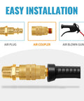 SUNGATOR 1/4 in brass air hose fittings, 2-pack, 1/4 in NPT male couplers installed on black hose