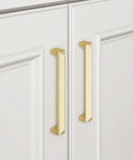 Two Pack Gold Cabinet Handles 5 Inch Center To Center Solid Zinc Alloy Brushed Gold Kitchen Drawer Pulls on white cabinet doors