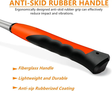 28oz Pro Grade Welding And Chipping Hammer With Slag Removal And Wire Brush Set anti-skid handle close-up