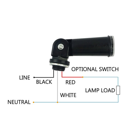 Wiring diagram for 2 Pack AC 120V Outdoor Photocell Light Sensors Auto Dusk To Dawn On Off Switches with Swivel Mount.