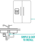 Diagram showing Ice Maker Water Line Kit With 25 Foot Tubing, Solid Brass Stop Tee And Valve, installation to fridge and sink.