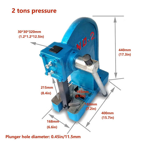 Rock Solid Manual Arbor Press Crafted From Heavy Duty Cast Iron For Precision Stamping Metal Bending And Punching Tasks dimensions and pressure details.