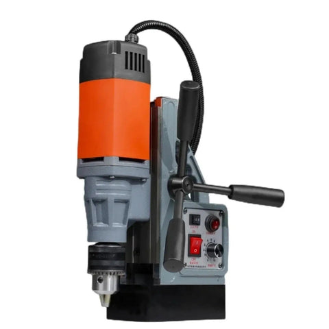 Magnetic Base Drill Press With Adjustable Speed Control And Forward Reverse Rotation For Versatile Heavy Duty Drilling At Home Or Shop, Industrial Electric Drill With Magnetic Stand And Tapping Options, 13 16 23 28 Mm Capacity, side view