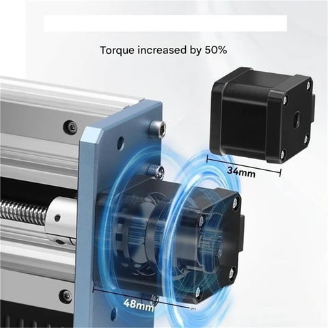 Close-up of the motor assembly showing torque increase for Straight Up Killer 300 Watt Cnc Router And Engraving Machine.