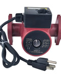 Heavy Duty 3 Speed Hot Water Pressure Booster Pump With One Inch Flange For Home Boiler Circulation And Solar Heater Upgrade visible from the front with power cord.