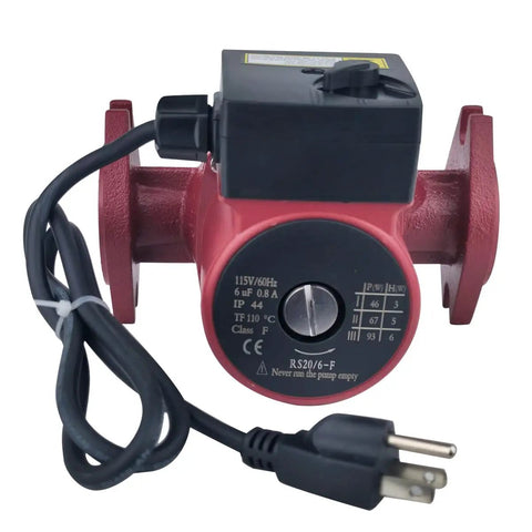 Heavy Duty 3 Speed Hot Water Pressure Booster Pump With One Inch Flange For Home Boiler Circulation And Solar Heater Upgrade visible from the front with power cord.