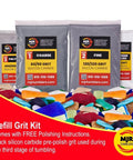 Extreme 12,000 Grit Aluminum Oxide Polish Refill Kit For Rock Tumblers with silicon carbide media and colored stones