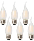 LED Filament Chandelier Bulbs 40 Watt Equivalent Frosted Glass Dimmable E26 Candle Light 2700K Warm Glow Pack of 6