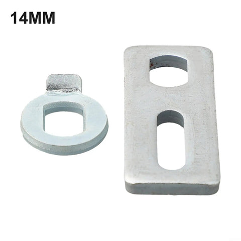 Heavy Duty Aluminum Alloy E Bike Motor Anti Rotation Washer With Precision Torque Arm Gasket For 14Mm And 16Mm Axles shown in silver finish, includes 14mm component.