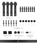Adjustable 8 To 17 Feet Double Gate Sliding Barn Door Hardware Kit With Track 12 Inch Handles Easy Install Includes 4 Rollers 4 Stops