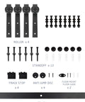 Double Gate Sliding Barn Door Hardware Kit 16 Ft Track System with 4 Rollers 2 Floor Guides 4 Stops 12 Inch Door Handles